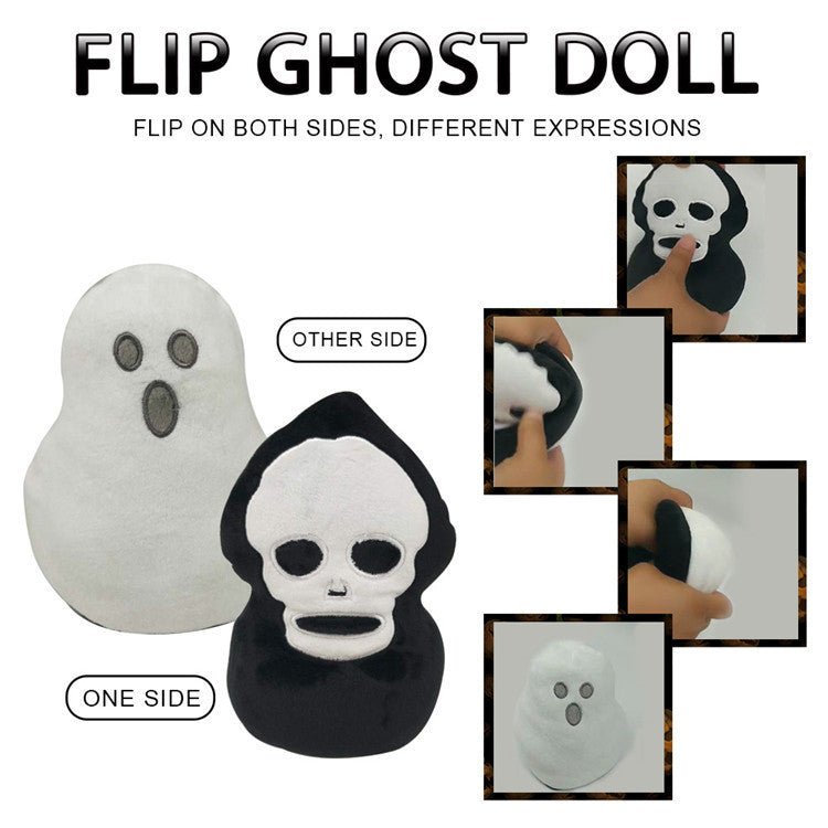 Reversible Halloween Ghost Flip Stuffed Plush Doll - 0 - Scribble Snacks