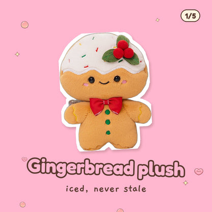 Frosted Gingerbread plush, Holly design (about 25 cm), real product photo