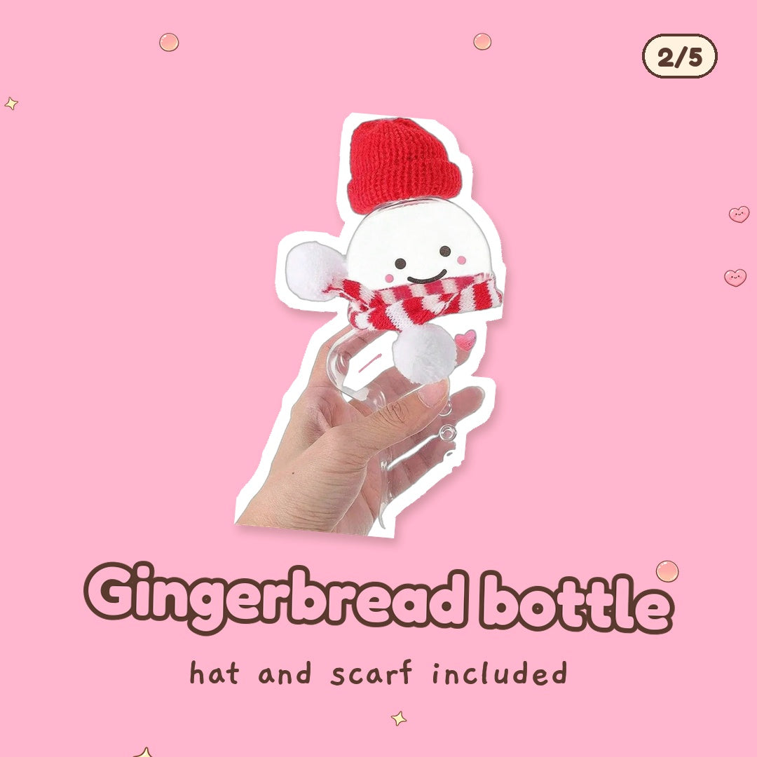 Gingerbread Man juice bottle with his little hat and scarf (500 ml), real product photo