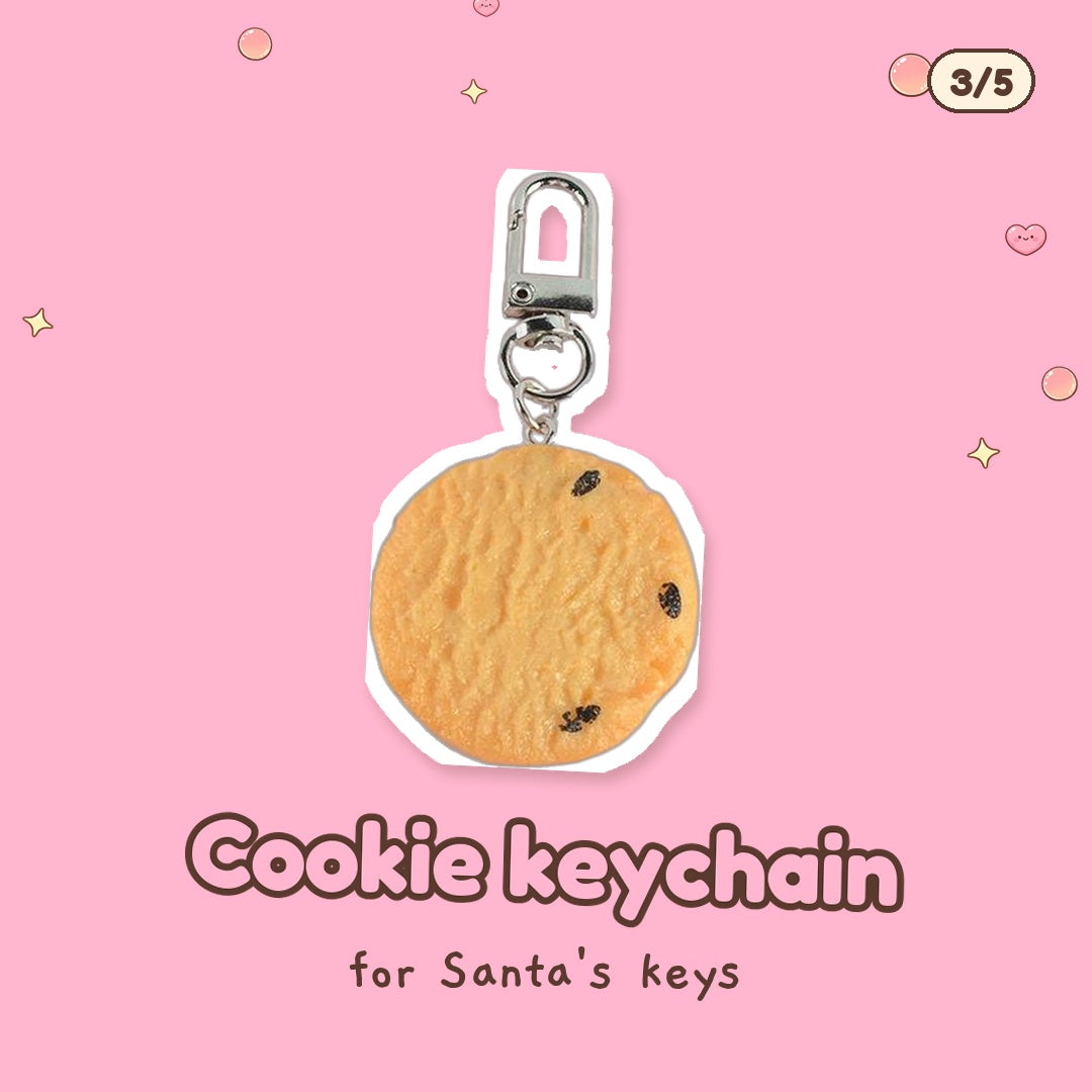 Choc chip cookie keychain, real product photo