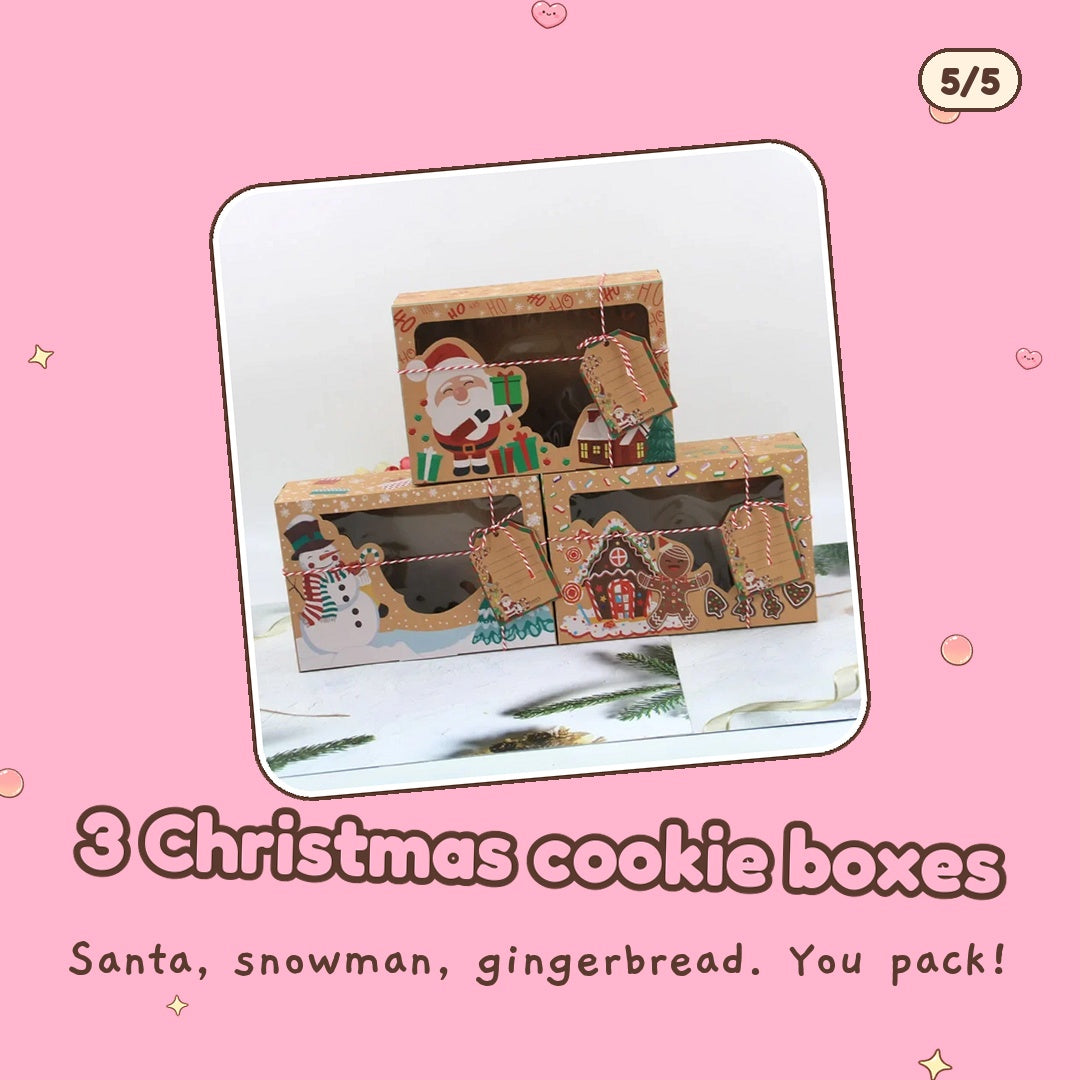 3 Christmas kraft window gift boxes, real supplier photo