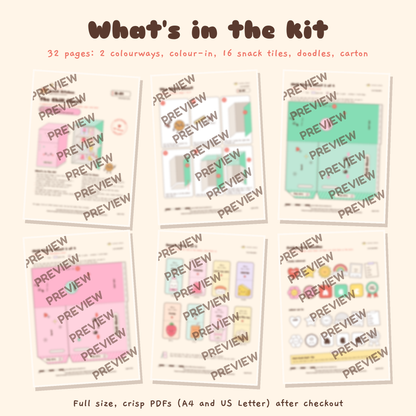 The Chill Chest papercraft kit, blurred preview of six of the thirty two printable pages