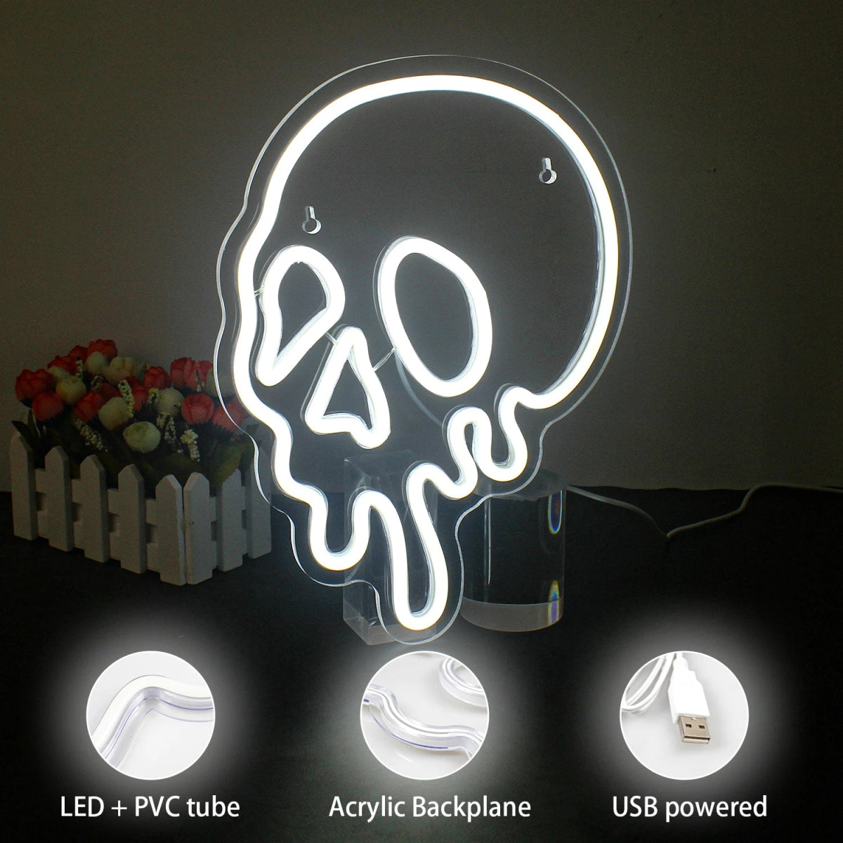 Skeleton Skull Halloween Neon Light - Halloween - LED Lighting & Neon Signs - Scribble Snacks