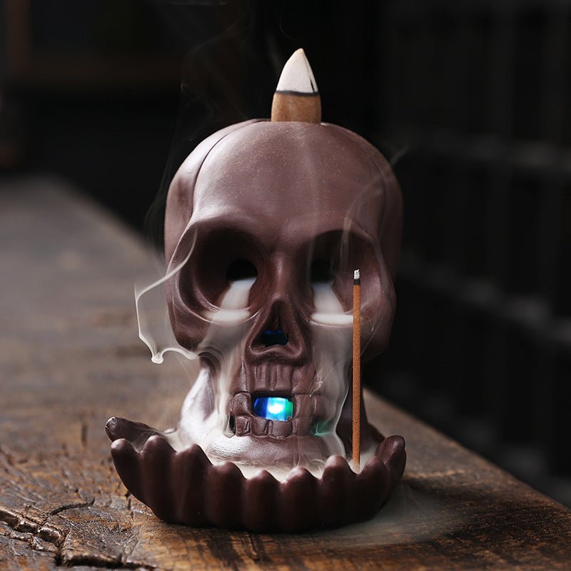 Skull Head Halloween Home Decoration Backflow Incense Burner - 0 - Scribble Snacks