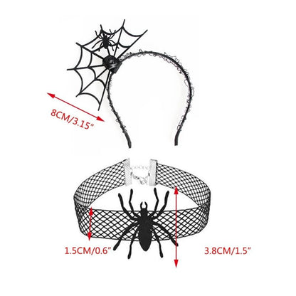 Spider Lace Halloween Headdress Set - Halloween - Clothing Accessories (Necklaces, Vampire Teeth, Pins, Headwear) - Scribble Snacks