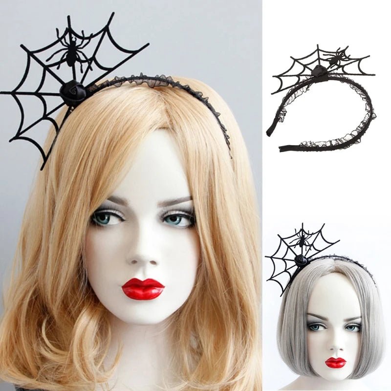 Spider Lace Halloween Headdress Set - Halloween - Clothing Accessories (Necklaces, Vampire Teeth, Pins, Headwear) - Scribble Snacks