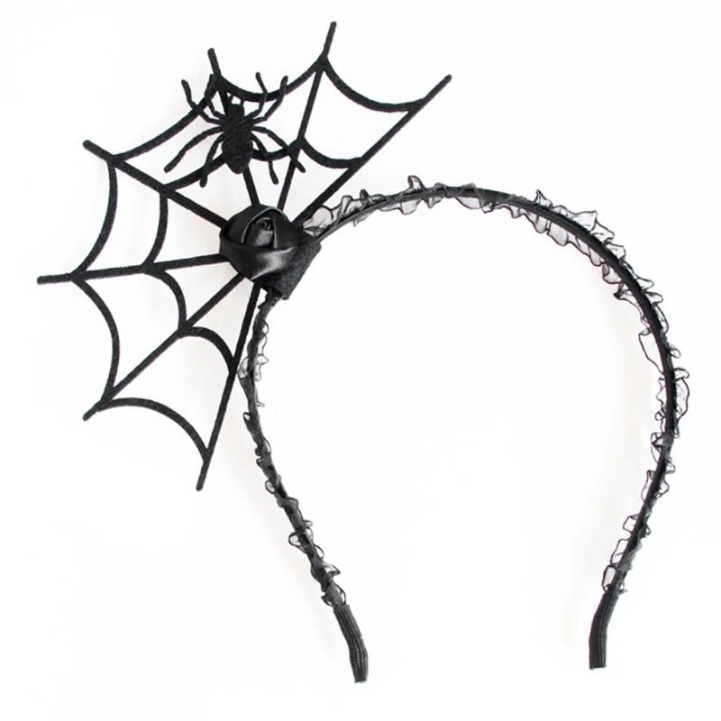 Spider Lace Halloween Headdress Set - Halloween - Clothing Accessories (Necklaces, Vampire Teeth, Pins, Headwear) - Scribble Snacks