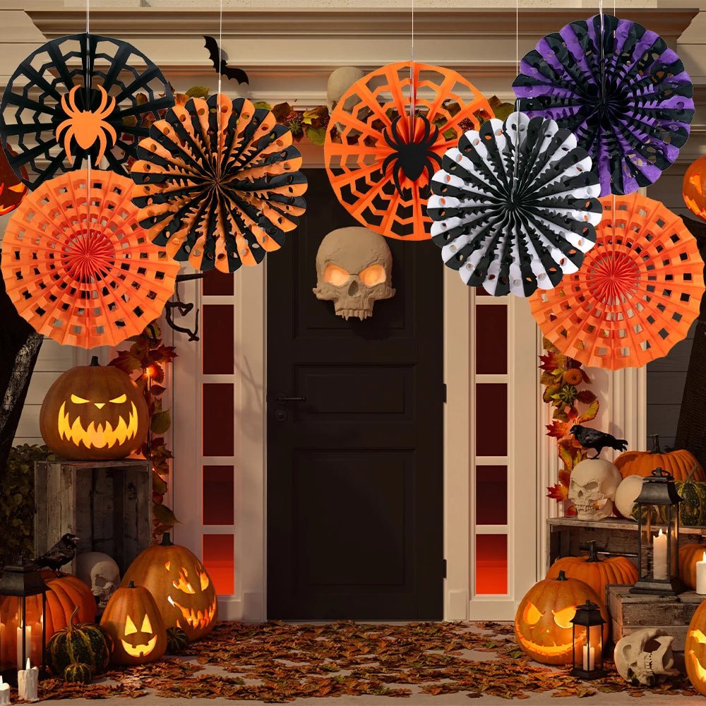 Spider Web Deco Fans - Halloween - Party Banners & Hanging Ornaments - Scribble Snacks