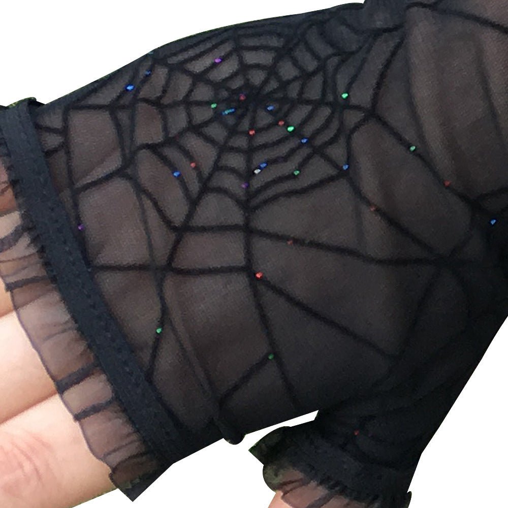 Spider web gloves halloween decoration - 0 - Scribble Snacks