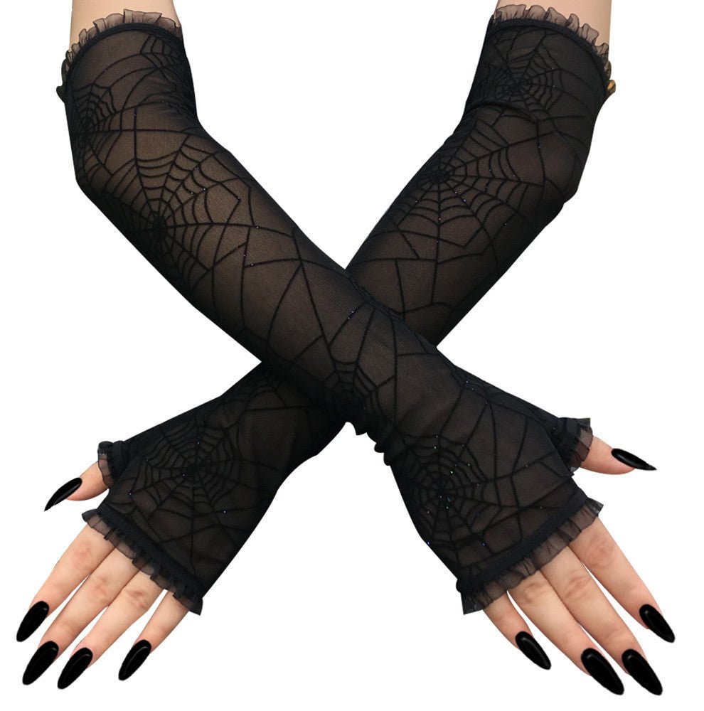 Spider web gloves halloween decoration - 0 - Scribble Snacks