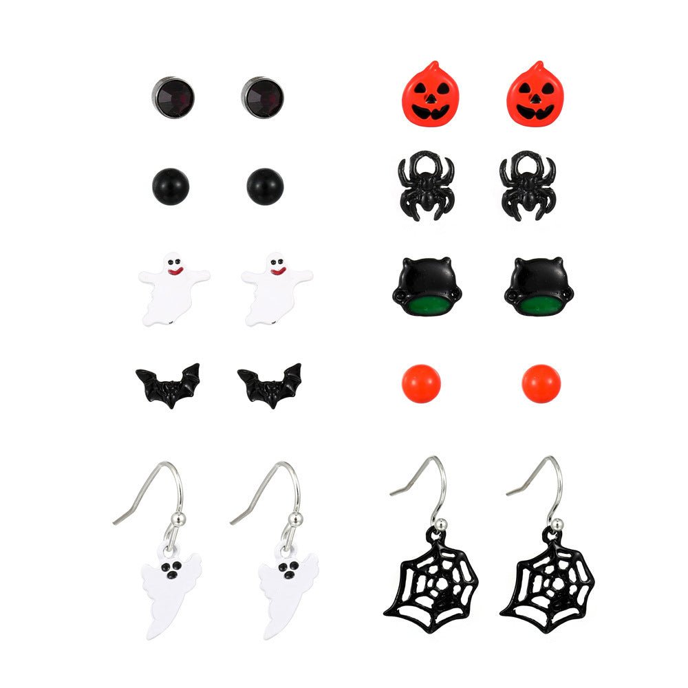 Spider Web Skull Earrings Halloween Gothic - 0 - Scribble Snacks