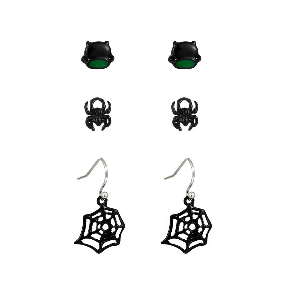 Spider Web Skull Earrings Halloween Gothic - 0 - Scribble Snacks