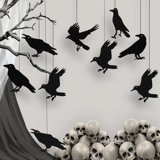 Spooky Black Crow Garland Ornament - Halloween - Party Banners & Hanging Ornaments - Scribble Snacks