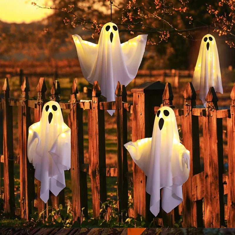 Spooky Glow Ghost Décor - Halloween - Party Banners & Hanging Ornaments - Scribble Snacks