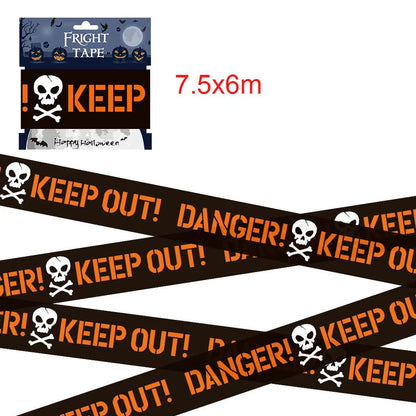 Spooky Halloween Caution Tape Rolls - Halloween - Haunted House Props (Bloody Cloth, Tombstones, Warning Tape) - Scribble Snacks