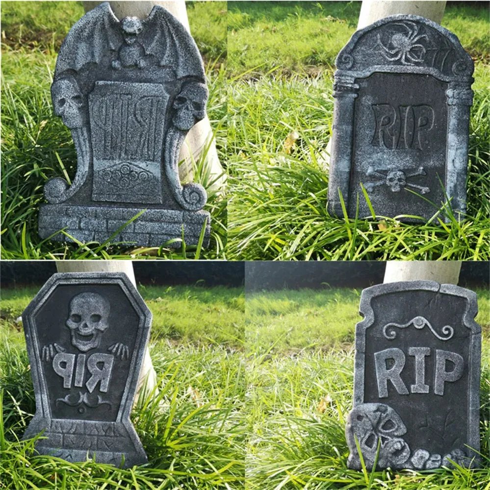 Spooky Halloween Skeleton Tombstone - Halloween - Outdoor Yard Decorations (Tombstones, Giant Props) - Scribble Snacks