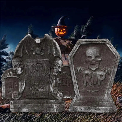 Spooky Halloween Skeleton Tombstone - Halloween - Outdoor Yard Decorations (Tombstones, Giant Props) - Scribble Snacks