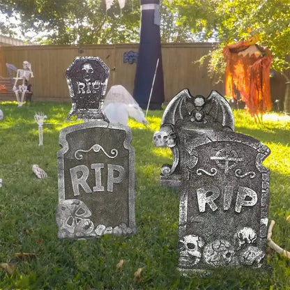 Spooky Halloween Skeleton Tombstone - Halloween - Outdoor Yard Decorations (Tombstones, Giant Props) - Scribble Snacks