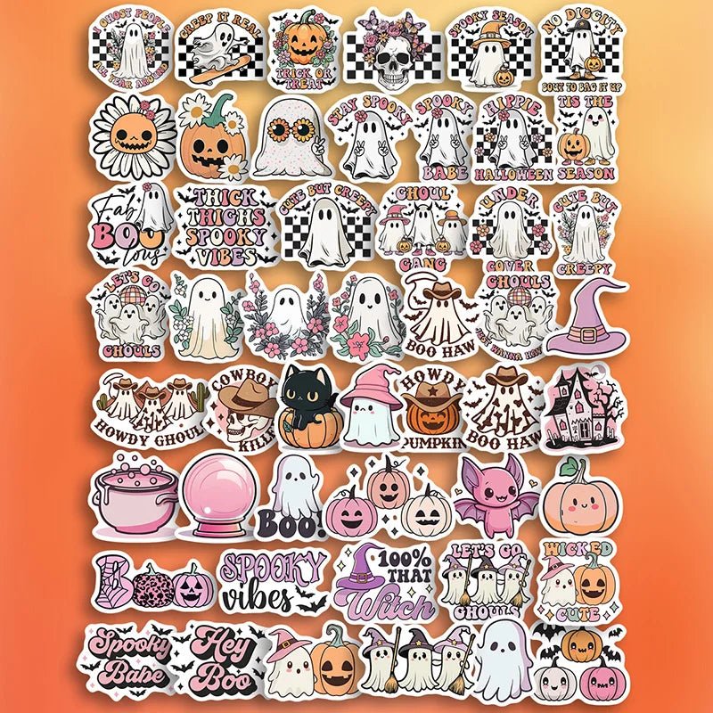 Spooky Pumpkin Ghost Stickers Set - Halloween - Stickers & Labels (including Scrapbooking, Wall Decals) - Scribble Snacks