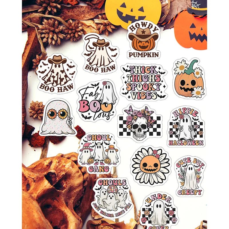 Spooky Pumpkin Ghost Stickers Set - Halloween - Stickers & Labels (including Scrapbooking, Wall Decals) - Scribble Snacks