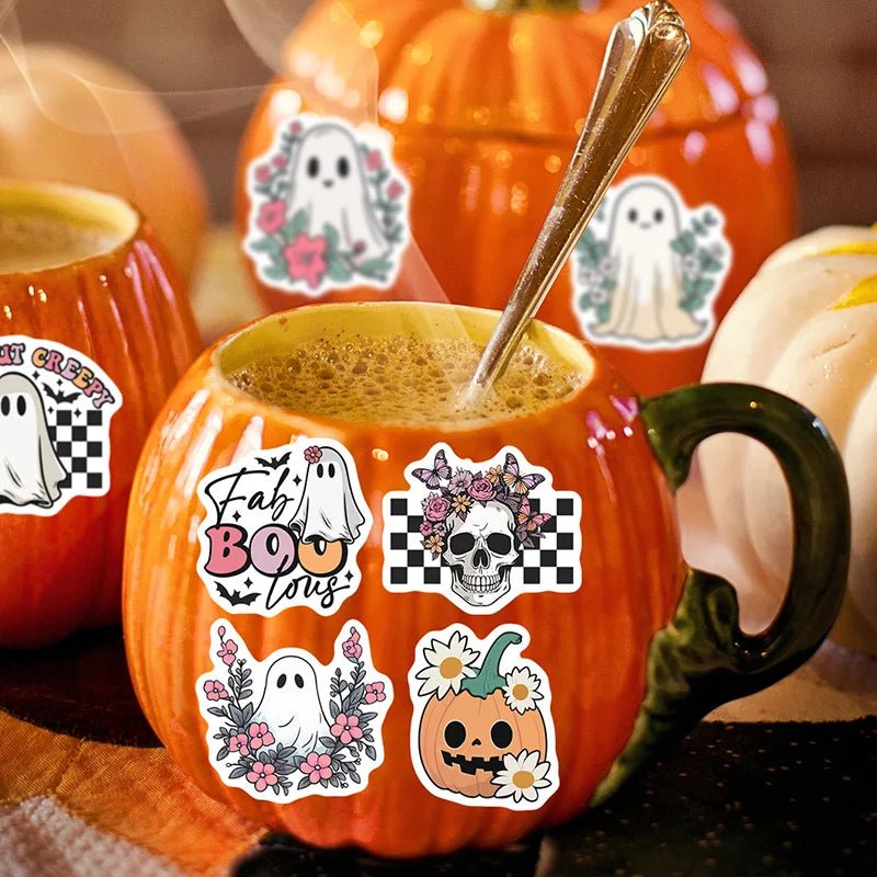 Spooky Pumpkin Ghost Stickers Set - Halloween - Stickers & Labels (including Scrapbooking, Wall Decals) - Scribble Snacks