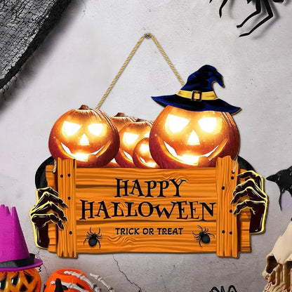 Spooky Pumpkin Wall Sign - Halloween - Kitchen & Home Decor (Cushion Covers, Towels, Dishes) - Scribble Snacks