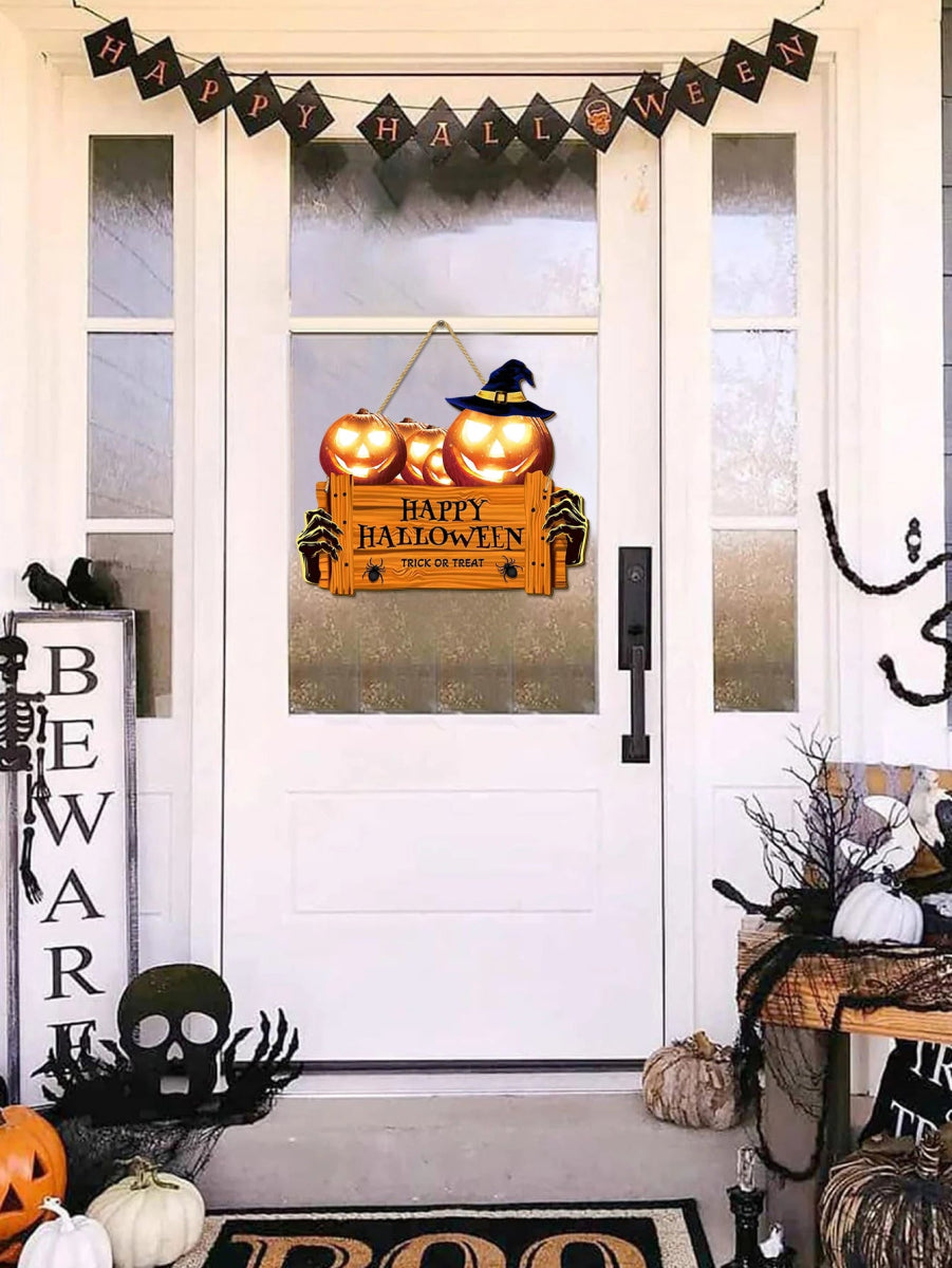 Spooky Pumpkin Wall Sign - Halloween - Kitchen & Home Decor (Cushion Covers, Towels, Dishes) - Scribble Snacks