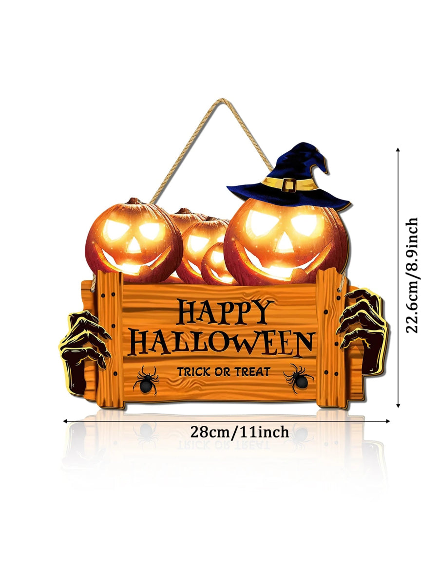 Spooky Pumpkin Wall Sign - Halloween - Kitchen & Home Decor (Cushion Covers, Towels, Dishes) - Scribble Snacks