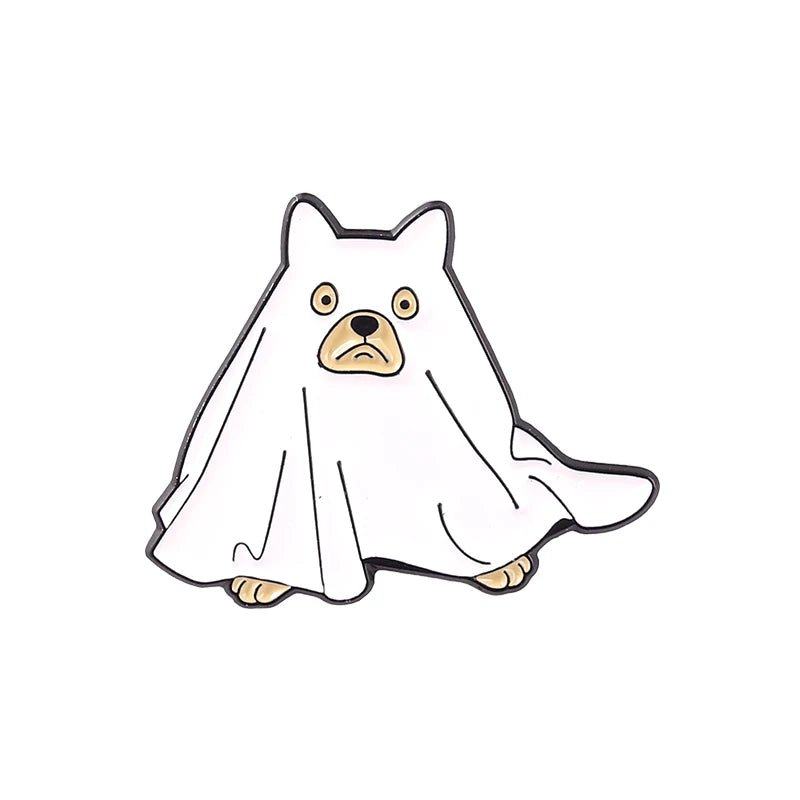 Spooky Snacks Ghost Brooch - Halloween - Clothing Accessories (Necklaces, Vampire Teeth, Pins, Headwear) - Scribble Snacks