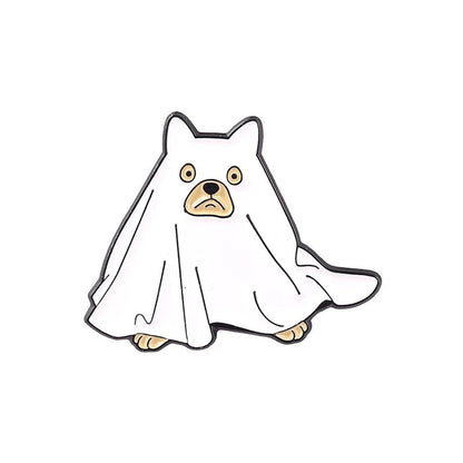 Spooky Snacks Ghost Brooch - Halloween - Clothing Accessories (Necklaces, Vampire Teeth, Pins, Headwear) - Scribble Snacks