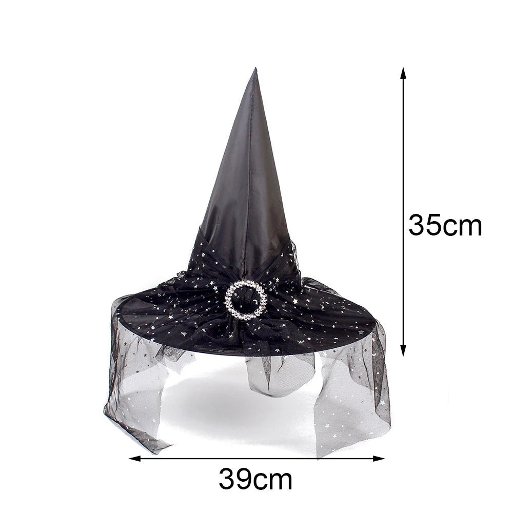 Spooky Star Witch Hat - Halloween - Clothing Accessories (Necklaces, Vampire Teeth, Pins, Headwear) - Scribble Snacks