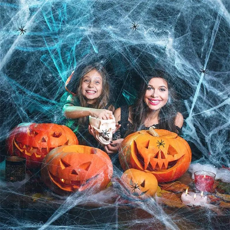 Spooky Stretch Cobwebs Decor - Halloween - Spider Webs & Gauze Decorations - Scribble Snacks