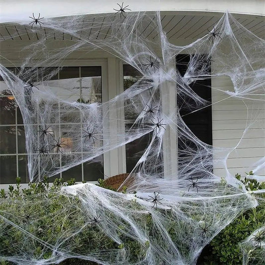 Spooky Stretch Cobwebs Decor - Halloween - Spider Webs & Gauze Decorations - Scribble Snacks