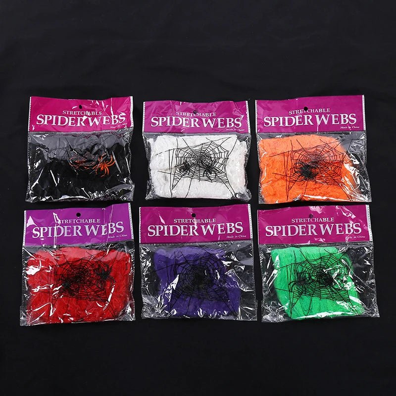 Spooky Stretch Cobwebs Decor - Halloween - Spider Webs & Gauze Decorations - Scribble Snacks