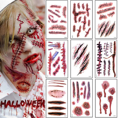 Spooky Treat Tattoo Pack - Halloween - Temporary Tattoos & Makeup Props - Scribble Snacks