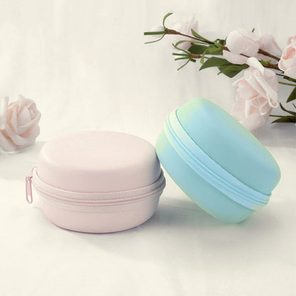 Rose and mint macaron travel jewellery cases closed, side by side