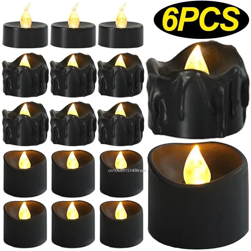 Warm Black Flameless Candle Set - Halloween - Floating Fireball Lamps & Candles - Scribble Snacks