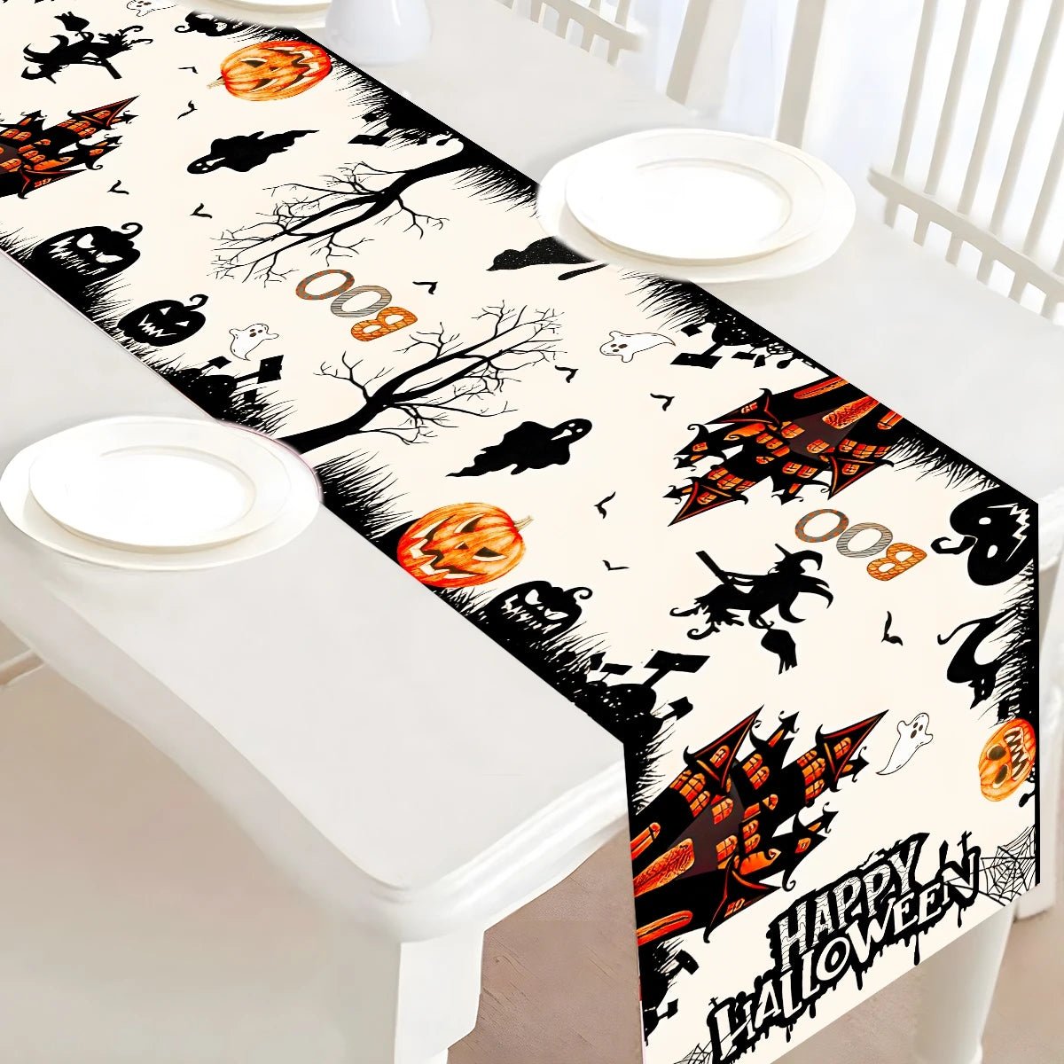 Witch Pumpkin Halloween Table Runner - Halloween - Tableware (Placemats, Napkin Rings, Table Runners) - Scribble Snacks