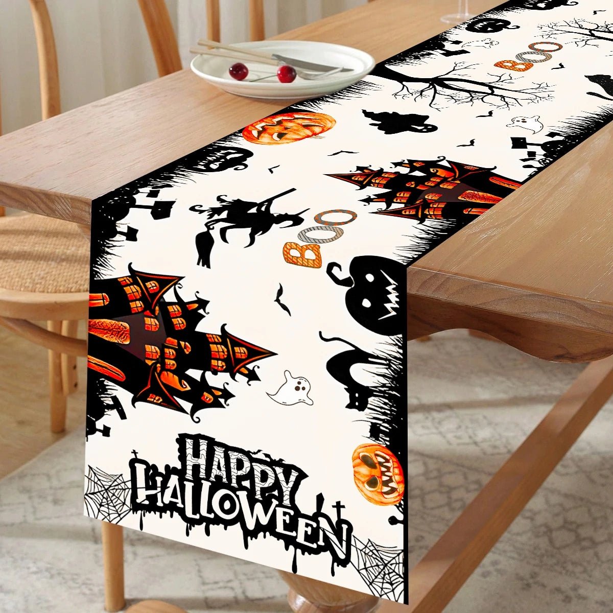 Witch Pumpkin Halloween Table Runner - Halloween - Tableware (Placemats, Napkin Rings, Table Runners) - Scribble Snacks