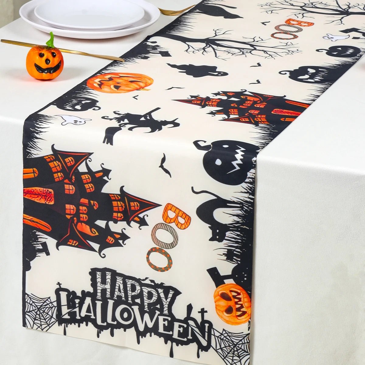 Witch Pumpkin Halloween Table Runner - Halloween - Tableware (Placemats, Napkin Rings, Table Runners) - Scribble Snacks