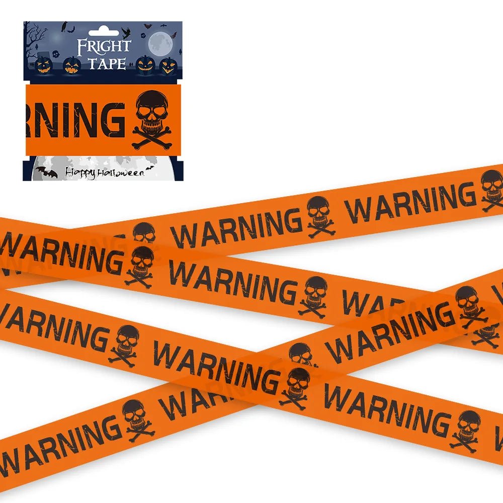 Witchy Skull Warning Tape - Halloween - Haunted House Props (Bloody Cloth, Tombstones, Warning Tape) - Scribble Snacks