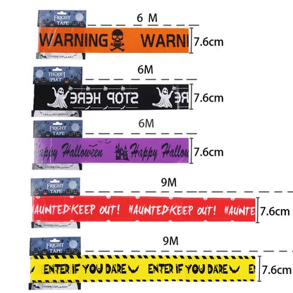 Witchy Skull Warning Tape - Halloween - Haunted House Props (Bloody Cloth, Tombstones, Warning Tape) - Scribble Snacks