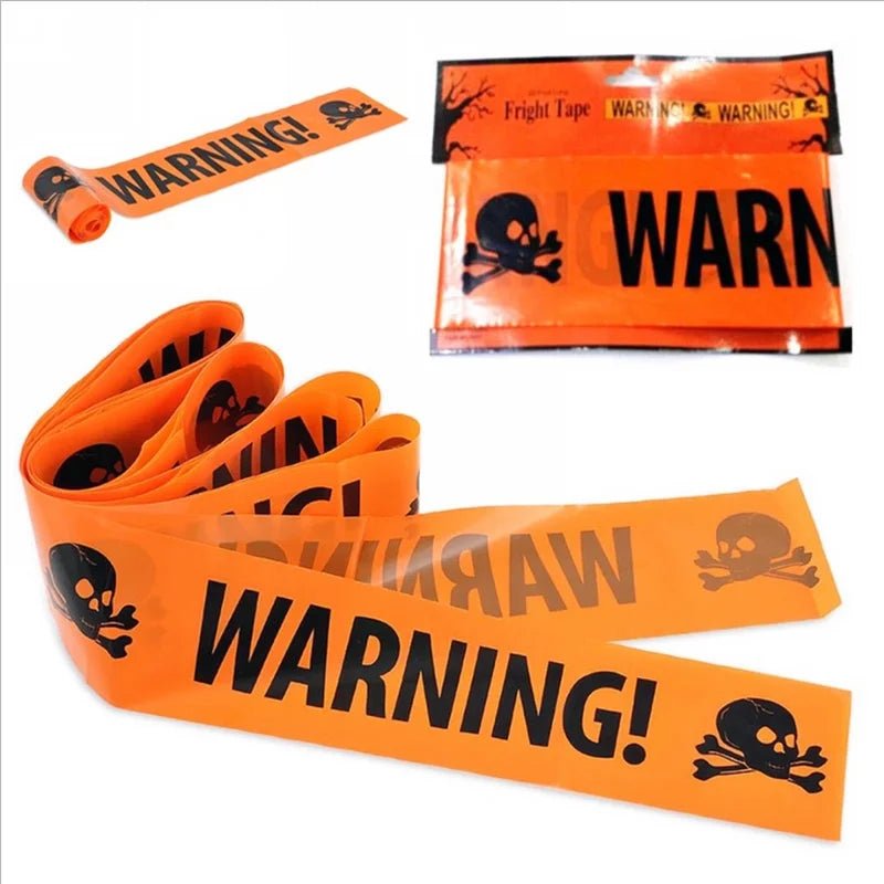 Witchy Skull Warning Tape - Halloween - Haunted House Props (Bloody Cloth, Tombstones, Warning Tape) - Scribble Snacks