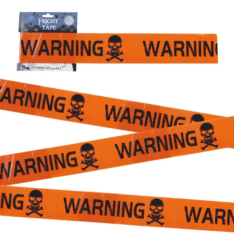 Witchy Skull Warning Tape - Halloween - Haunted House Props (Bloody Cloth, Tombstones, Warning Tape) - Scribble Snacks