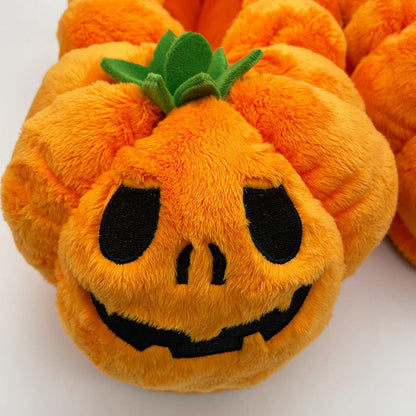 Women's Home Bedroom Halloween Pumpkin Plush Slippers - 0 - Scribble Snacks