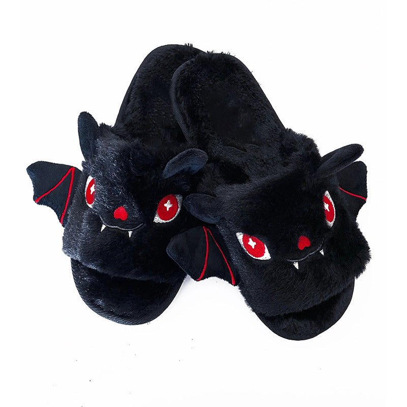 Women's Large Size Halloween Plush Bat Slippers - 0 - Scribble Snacks