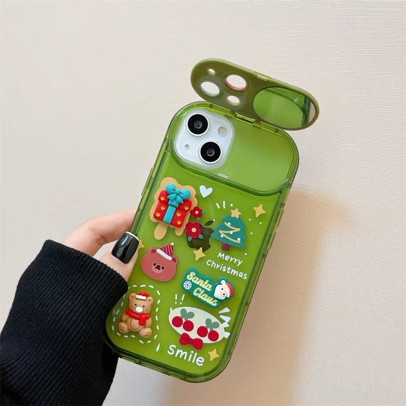 Xmas Santa Claus Cute Elk Hat Pendant Flip Christmas Phone Case For I Phone 15 14 13 12 11 Pro Max Pro Silicone Protection Cover - 0 - Scribble Snacks