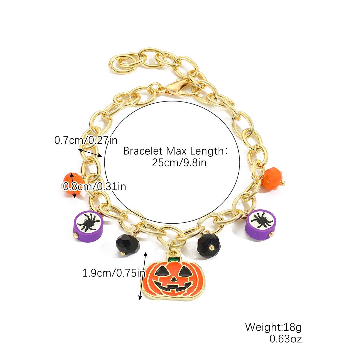 Yellow Red Pumpkin Skull Pendant Halloween Bracelet - 0 - Scribble Snacks