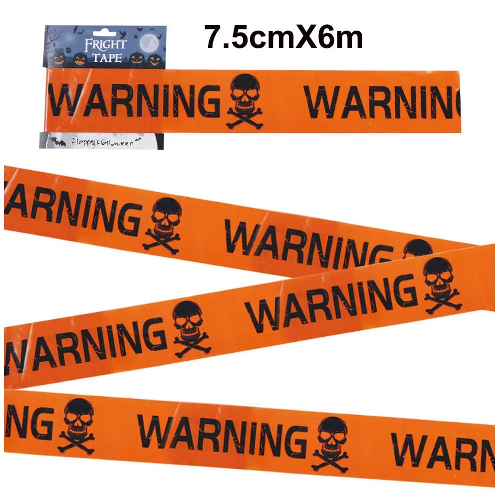 Zombie Party Caution Sign Tape - Halloween - Haunted House Props (Bloody Cloth, Tombstones, Warning Tape) - Scribble Snacks