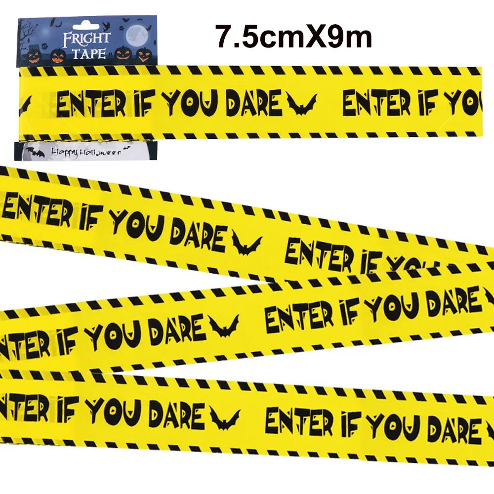 Zombie Party Caution Sign Tape - Halloween - Haunted House Props (Bloody Cloth, Tombstones, Warning Tape) - Scribble Snacks